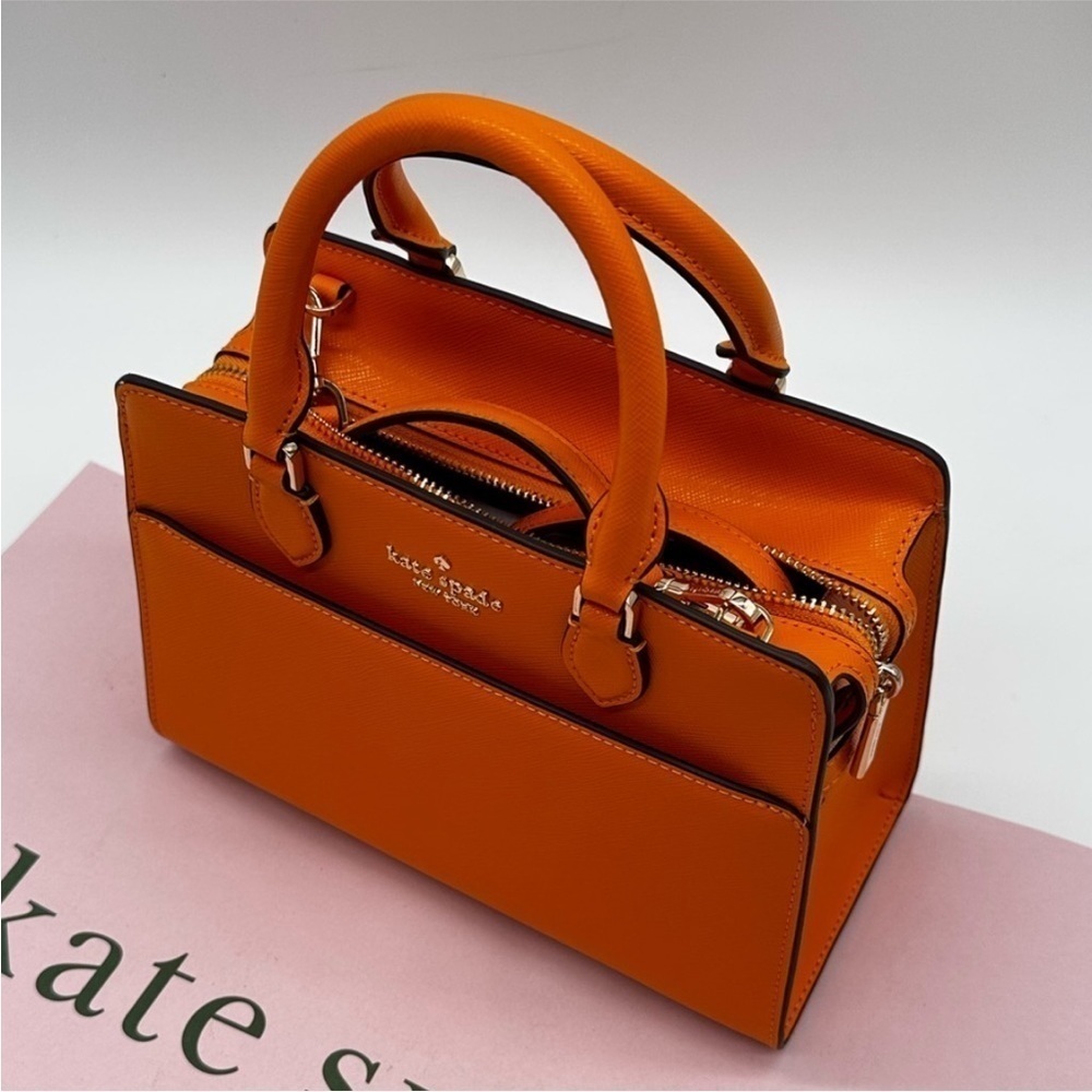 Kate Spade Madison Saffiano Leather
Small Satchel Bag Orange/Gold - Picture 8 of 10